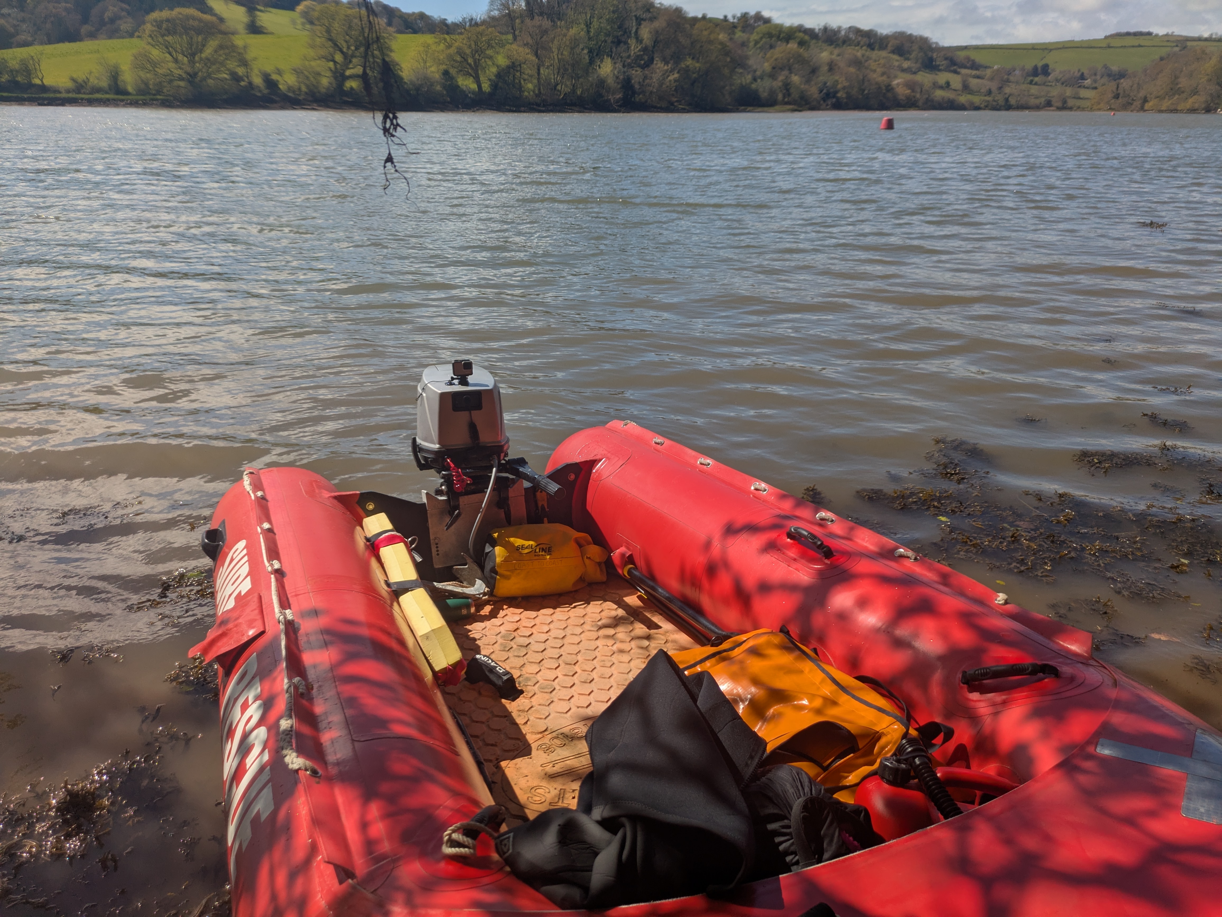 Open water safety team on the coast in daylight